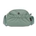 Mint green nylon crossbody bag for women with pleated texture and adjustable strap - Green