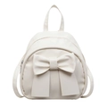 Zaino alla moda in pelle PU bianco crema con grande fiocco e manico superiore - Bianco Sporco