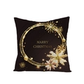 Christmas black polyester pillowcase with golden wreath print and merry text - Starry Wreath Merry Christmas (JYM068-6) / 45*45cm (Pillow Not Included)