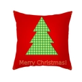 Red Christmas peach skin pillowcase with green plaid tree and Merry Christmas text - Plaid Christmas Tree Style (TPR224-17)