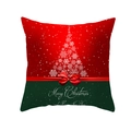 Christmas peach skin pillowcase with red snowflake tree and Merry Christmas text - Snowflake Tree Bow Style (TPR224-18)