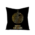 Black Christmas pillow case with golden heart bauble print and Merry Christmas text - Hearts Formed Christmas Ball (JYM068-9) / 45*45cm (Pillow Not Included)