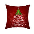 Red Christmas peach skin pillowcase with green tree and Merry Christmas print - Artistic Christmas Tree Style (TPR224-19)