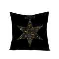 Christmas polyester pillowcase with black base and golden reindeer star pattern print - Star Composed of Christmas Elements (JYM068-10) / 45*45cm (Pillow Not Included)