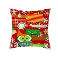 Red peach skin Christmas pillowcase with owl and Happy New Year festive print - Owl Snowman Style (TPR224-20)