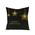 Square black Christmas pillow case with golden snowflake print and Merry Christmas text - Large Central Star Merry Christmas (JYM068-12) / 45*45cm (Pillow Not Included)