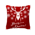Red Christmas peach skin pillowcase with white reindeer and snowflake print - Reindeer Silhouette Snowflake (TPR224-22)