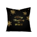 Black polyester pillowcase with gold snowflake pattern and Merry Christmas text - Snowflake Array Merry Christmas (JYM068-13) / 45*45cm (Pillow Not Included)