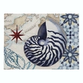 Marine life cotton linen placemat featuring a blue nautilus shell and nautical map design - 32x21cm / Vintage Nautilus and Map (CD015-15)