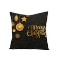 Square black Christmas pillow case with golden snowflakes and Merry Christmas print - 3D Ornaments Merry Christmas (JYM068-14) / 45*45cm (Pillow Not Included)