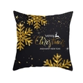 Housse de coussin de Noël noire et dorée avec des motifs de renne et de flocon de neige - Style Silhouette de Renne et Flocon de Neige Or (TPR220-35)