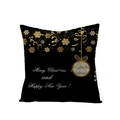 Black Christmas pillow case with gold snowflake and festive ornament print - Bowknot Christmas Ball Wishes (JYM068-15) / 45*45cm (Pillow Not Included)