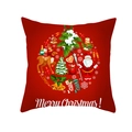Red Christmas peach skin pillowcase with Santa and reindeer print decoration - Round Illustration Style (TPR224-24)