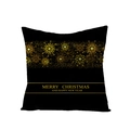 Black Christmas pillow cover with golden snowflakes and Merry Christmas message - Snowflake Belt Merry Christmas (JYM068-16) / 45*45cm (Pillow Not Included)