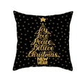 Taie d'oreiller de Noël noir et or avec motif de sapin composé de lettres festives - Style Sapin de Noël Texte Anglais Étoilé (TPR220-37)