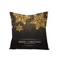 Black polyester Christmas pillow case with gold snowflake and New Year greetings - Three Snowflakes Wishes (JYM068-17) / 45*45cm (Pillow Not Included)