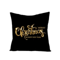 Black Christmas pillow case with golden Merry Christmas and Happy New Year print - Bokehed Merry Christmas (JYM068-19) / 45*45cm (Pillow Not Included)