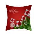 Red Merry Christmas peach skin throw pillow cover with festive gift box and snowflake prints - Striped Gift Box Snowflake (TPR224-28)