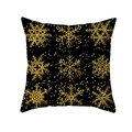 Housse de coussin noire avec motifs de flocons de neige dorés pour canapé de Noël - Style Plusieurs Modèles de Flocons de Neige Géométriques (TPR220-40)