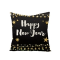 Black polyester New Year pillow cover with gold stars and Happy New Year print - Star String Lights Happy New Year (JYM068-20) / 45*45cm (Pillow Not Included)