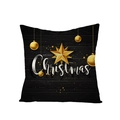 Black Christmas pillow case with gold bell stars and Merry Christmas printing - Christmas Bell Ornaments Merry Christmas (JYM068-21) / 45*45cm (Pillow Not Included)