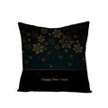 Black polyester pillowcase with golden snowflakes and Happy New Year print design - Dense Snowflakes Happy New Year (JYM068-22) / 45*45cm (Pillow Not Included)