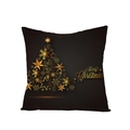 Black Christmas pillowcase with golden stars and Merry Christmas tree print - Starry Stack Christmas Tree (JYM068-24) / 45*45cm (Pillow Not Included)