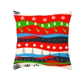 Christmas peach skin pillowcase with red and green striped patterns and white snowflakes - Colorful Stripes Snowflake (TPR224-33)