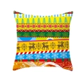 Christmas peach skin pillowcase with red reindeer and snowflake festive print - Patchwork Holiday Illustration (TPR224-34)