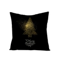 Black Christmas pillow case with golden geometric tree and Merry Christmas text - Geometric Cut Christmas Tree (JYM068-27) / 45*45cm (Pillow Not Included)