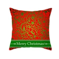 Red Christmas peach skin pillowcase with green star tree patterns and Merry Christmas text - Red Scrollwork Pine Style (TPR224-36)