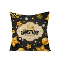 Black Christmas pillow case with golden glitter stars and snowflakes patterns - Star Shaped Christmas Ball (JYM068-29) / 45*45cm (Pillow Not Included)