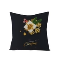 Black polyester Christmas pillow case with gold Merry Christmas print and gift box - Gift Box and Candy Cane (JYM068-30) / 45*45cm (Pillow Not Included)