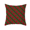 Christmas peach skin pillowcase featuring red and green diagonal stripes and tree motifs - Red Green Twill Tree Style (TPR224-39)