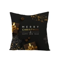 Christmas black throw pillow cover with gold gift and snowflake prints for holiday decor - Festive Wishes and Gifts (JYM068-31) / 45*45cm (Pillow Not Included)