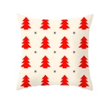 Christmas peach skin pillowcase with red tree and blue snowflake print on white - Beige Red Tree Blue Snowflake (TPR224-40)