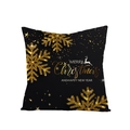 Christmas pillow cover in black with golden glitter snowflake and reindeer pattern - Reindeer Icon and Wishes (JYM068-35) / 45*45cm (Pillow Not Included)