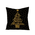 Black Christmas pillowcase with gold tree pattern featuring Joy and Peace text - Keyword Vocabulary Christmas Tree (JYM068-37) / 45*45cm (Pillow Not Included)