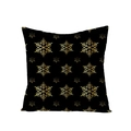 Black polyester Christmas pillow case with golden snowflake geometric patterns - Geometric Snowflake Array (JYM068-39) / 45*45cm (Pillow Not Included)