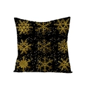 Black polyester Christmas pillow case with golden glitter snowflake print pattern - Nine Golden Snowflakes Style (JYM068-40) / 45*45cm (Pillow Not Included)