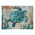Nautical style table mat featuring a watercolor sea turtle and starfish design - 32x21cm / Watercolor Turtle and Map Background (CD015-6)