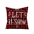 Red and black buffalo plaid Christmas pillow cover with white LET IT SNOW typography print - Let it Snow Plaid (JYM104-11)