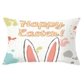 Paashaas lendenkussenhoes met Happy Easter print en roze konijnenoren ontwerp - Roze Konijnenoren Kunst (YZ061-5) / 30x50cm Alleen Hoes