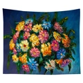 Van Gogh style floral tapestry with thick oil painting texture for wall decoration - Small / Oil Painting Flower Clusters Style (CGT034-3) / Brushed Material Style