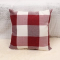 Square red and white buffalo plaid cushion cover on soft white textured carpet - Standard Square / Cover Only / Red White