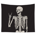 Nordic gothic skull tapestry with skeleton hand rock gesture on black background - Cgt042-3 / 95*73 (brushed Finish)