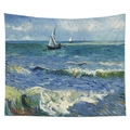 Art tapestry featuring Van Gogh Fishing Boats on the Beach for home wall decor - Oil Painting Boats Style (CGT034-7)