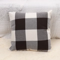 Classic black and white buffalo plaid square pillow cover in a minimalist home setting - Standard Square / Cover Only / Coffee White