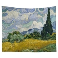 Van Gogh Wheat Field with Cypresses decorative wall tapestry in bright yellow and green - Oil Painting Wheat Field Style (CGT034-8)