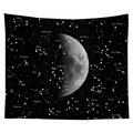 Astronomy themed constellation tapestry featuring crescent moon on black background - Cgt042-5 / 95*73 (brushed Finish)